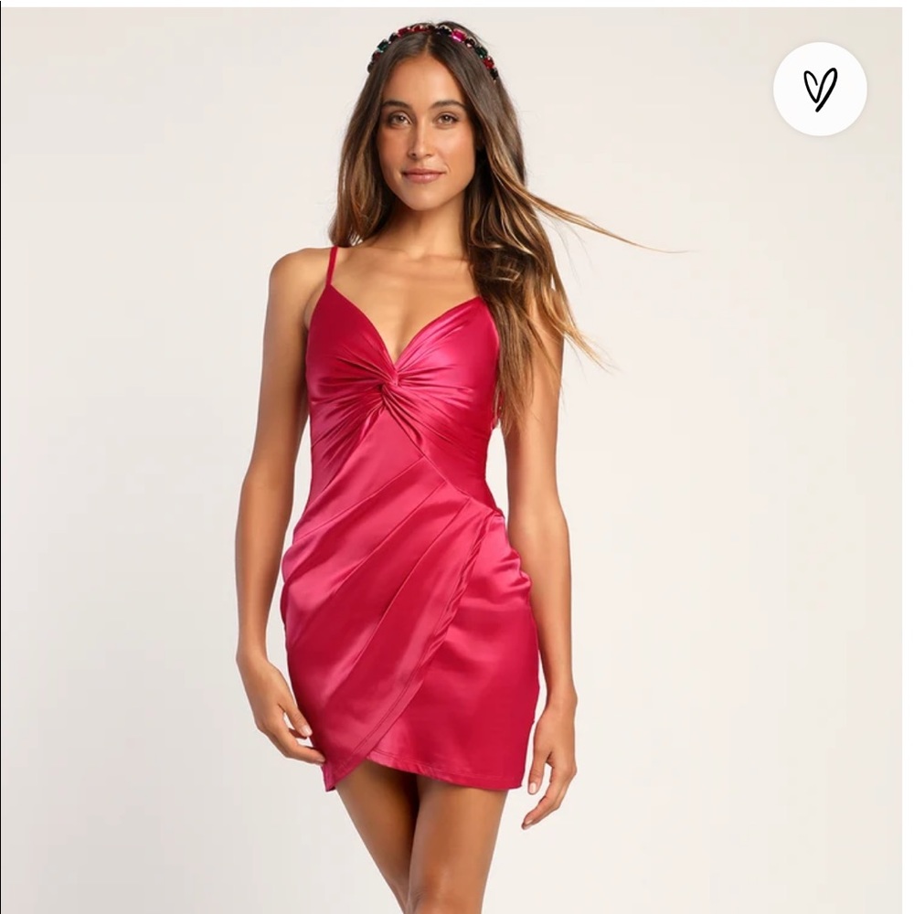 Gimme the Twist Magenta Twist-Front Bodycon Mini Dress